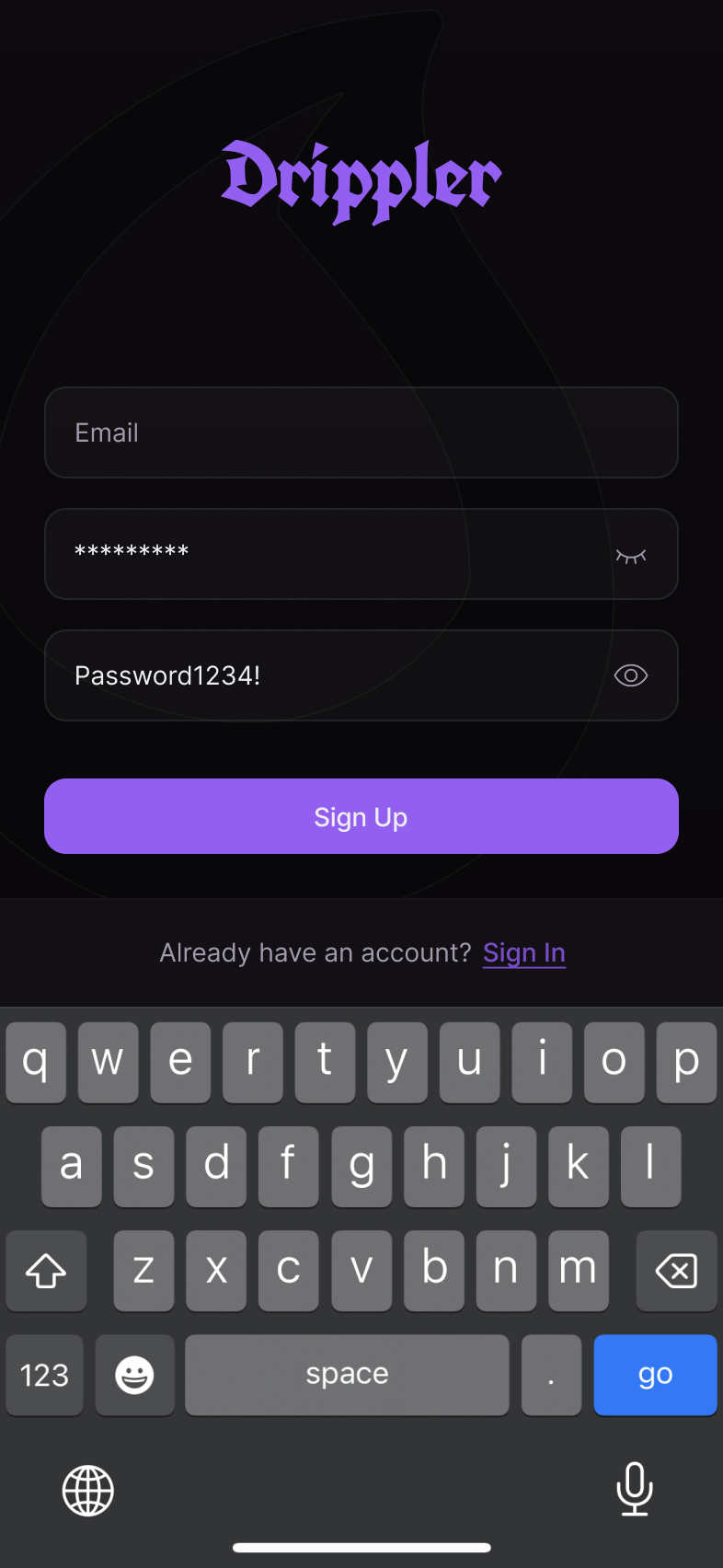 Drippler app screen