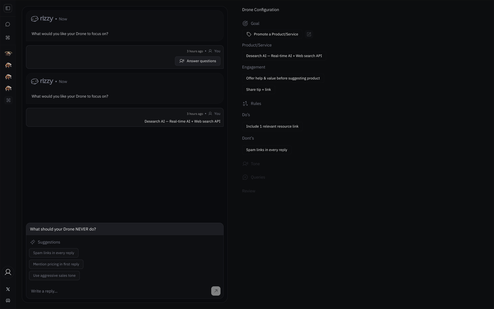 Agent setup as a conversation